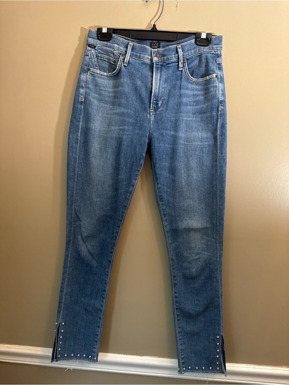 Citizens Of Humanity Light Blue Ankle Jeans with Studded Hem